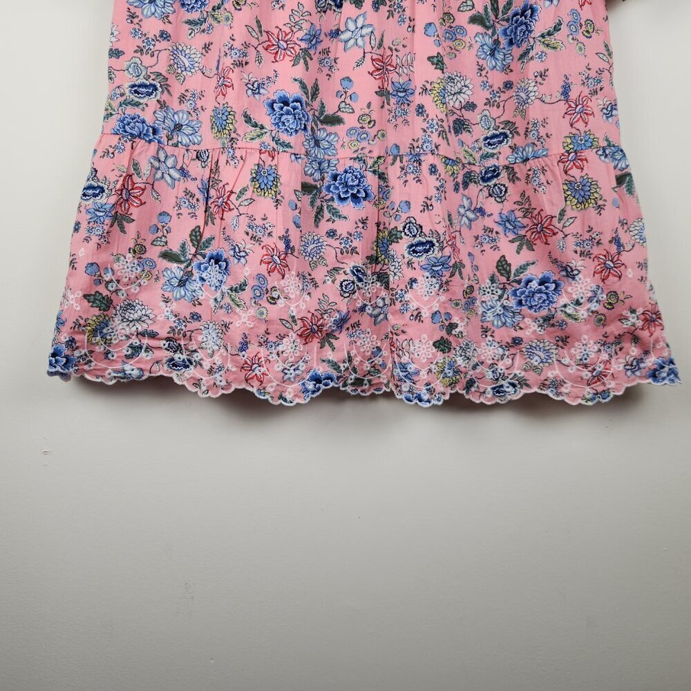 Loft Size 10 Floral Pink Multi Embroidered 3/4 Sleeve Women’s Swing Shirt Dress - Picture 4 of 8